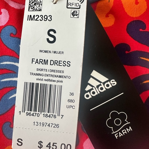 Adidas FARM Collaboration ‘Vivid Red/Bliss Pink’ Mini Dress - New With Tags - Picture 5 of 8